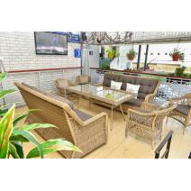  "Гляссе" диван трехместный из искусственного ротанга, цвет соломенный, фото 14 