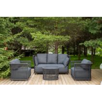  "Лугано" лаунж-зона 5-местная плетеная из роупа (веревки), каркас алюминиевый темно-серый, роуп темно-серый, фото 1 