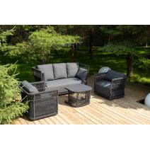  "Лугано" лаунж-зона 5-местная плетеная из роупа (веревки), каркас алюминиевый темно-серый, роуп темно-серый, фото 4 