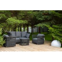  "Лугано" лаунж-зона 5-местная плетеная из роупа (веревки), каркас алюминиевый темно-серый, роуп темно-серый, фото 5 