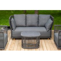  "Лугано" лаунж-зона 5-местная плетеная из роупа (веревки), каркас алюминиевый темно-серый, роуп темно-серый, фото 9 