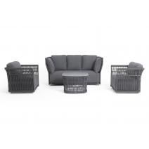  "Лугано" лаунж-зона 5-местная плетеная из роупа (веревки), каркас алюминиевый темно-серый, роуп темно-серый, фото 33 