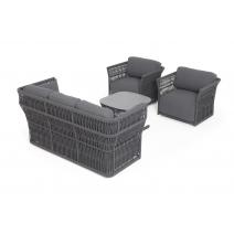  "Лугано" лаунж-зона 5-местная плетеная из роупа (веревки), каркас алюминиевый темно-серый, роуп темно-серый, фото 47 