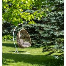  "Флоренция" подвесное кресло-кокон из искусственного ротанга, цвет соломенный с серой подушкой, фото 3 