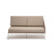  "Канны" левый модуль плетеный из роупа, каркас алюминий белый муар, роуп бежевый круглый, ткань бежевая 15052, фото 2 