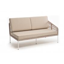  "Канны" левый модуль плетеный из роупа, каркас алюминий белый муар, роуп бежевый круглый, ткань бежевая 15052, фото 3 