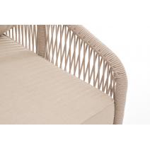  "Канны" левый модуль плетеный из роупа, каркас алюминий белый муар, роуп бежевый круглый, ткань бежевая 15052, фото 4 