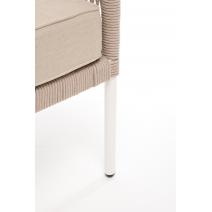  "Канны" левый модуль плетеный из роупа, каркас алюминий белый муар, роуп бежевый круглый, ткань бежевая 15052, фото 7 