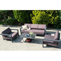  "Гранада" диван 3-местный, каркас алюминий темно-серый (RAL7024) муар, ткань темно-серая 027, фото 6 