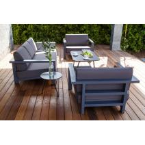  "Гранада" диван 3-местный, каркас алюминий темно-серый (RAL7024) муар, ткань темно-серая 027, фото 7 