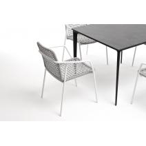  "Малага" обеденная группа на 4 персоны со стульями "Тунис", каркас белый, роуп светло-серый, фото 5 