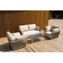  "Форли" лаунж-зона 4-местная плетеная из роупа (веревки), каркас алюминиевый светло-серый, роуп серо-коричневый, фото 1 