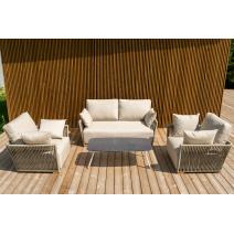  "Форли" лаунж-зона 4-местная плетеная из роупа (веревки), каркас алюминиевый светло-серый, роуп серо-коричневый, фото 2 