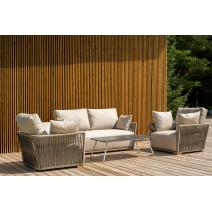  "Форли" лаунж-зона 4-местная плетеная из роупа (веревки), каркас алюминиевый светло-серый, роуп серо-коричневый, фото 3 