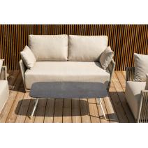  "Форли" лаунж-зона 4-местная плетеная из роупа (веревки), каркас алюминиевый светло-серый, роуп серо-коричневый, фото 8 