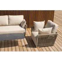  "Форли" лаунж-зона 4-местная плетеная из роупа (веревки), каркас алюминиевый светло-серый, роуп серо-коричневый, фото 9 
