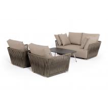  "Форли" лаунж-зона 4-местная плетеная из роупа (веревки), каркас алюминиевый светло-серый, роуп серо-коричневый, фото 28 