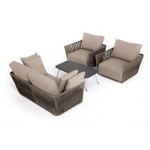  "Форли" лаунж-зона 4-местная плетеная из роупа (веревки), каркас алюминиевый светло-серый, роуп серо-коричневый, фото 36 