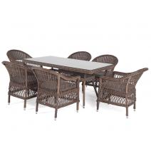  "Амароне" обеденная группа из искусственного ротанга на 6 персон, цвет коричневый, фото 20 