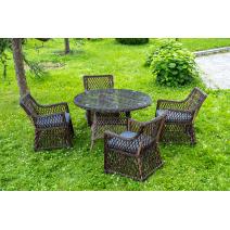  "Доппио" обеденная группа плетеная, цвет коричневый, фото 1 