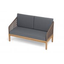  "Канны" диван 2-местный плетеный из роупа, основание дуб, роуп коричневый круглый, ткань темно-серая 027 NEW, фото 4 