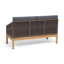  "Канны" диван 2-местный плетеный из роупа, основание дуб, роуп коричневый круглый, ткань темно-серая 027 NEW, фото 5 