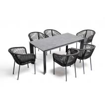  "Венето" обеденная группа на 6 персон со стульями "Марсель", каркас темно-серый, роуп темно-серый, фото 2 