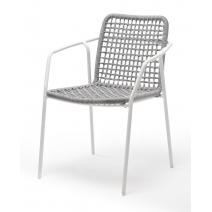  "Тунис" стул плетеный из роупа, каркас алюминий белый, роуп светло-серый, фото 1 