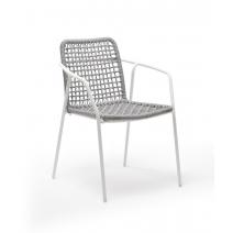  "Тунис" стул плетеный из роупа, каркас алюминий белый, роуп светло-серый, фото 3 