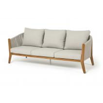  "Сидней" диван 3-местный плетеный из роупа, основание тик, каркас алюминий бежевый, роуп бежевый, ткань бежевая, фото 1 