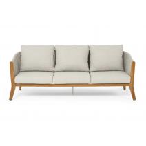  "Сидней" диван 3-местный плетеный из роупа, основание тик, каркас алюминий бежевый, роуп бежевый, ткань бежевая, фото 2 