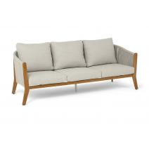  "Сидней" диван 3-местный плетеный из роупа, основание тик, каркас алюминий бежевый, роуп бежевый, ткань бежевая, фото 3 