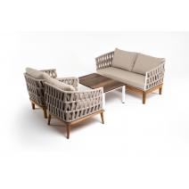  "Диего" лаунж-зона 4-местная плетеная из роупа со столиком "Канны" цвета "дуб", основание дуб, роуп бежевый, фото 2 