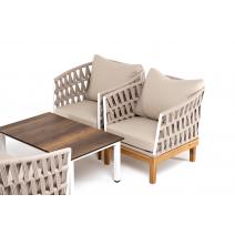  "Диего" лаунж-зона 4-местная плетеная из роупа со столиком "Канны" цвета "дуб", основание дуб, роуп бежевый, фото 5 