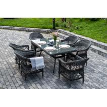 "Амароне" обеденная группа из искусственного ротанга на 6 персон, цвет графит, фото 1 