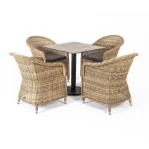  "Каффе" обеденная группа на 4 персоны, стулья соломенные, фото 1 