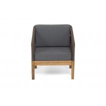  "Канны" кресло плетеное из роупа, основание дуб, роуп коричневый круглый, ткань темно-серая 027, фото 3 