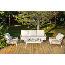  "Венеция" лаунж-зона из искусственного ротанга, цвет соломенный, фото 1 