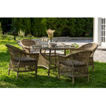  "Дольче" обеденная группа из искусственного ротанга, цвет соломенный, фото 3 