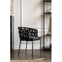  "Диего" стул плетеный из роупа, каркас из стали серый (RAL7022) муар, роуп темно-серый круглый, ткань темно-серая 027, фото 11 