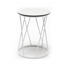  "Колумбия" журнальный стол из HPL круглый Ø40 H55, каркас из стали белый, цвет столешницы "молочный", фото 1 