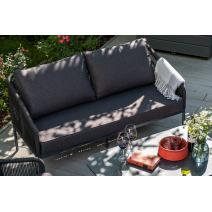  "Канны" диван 2-местный плетеный из роупа, каркас алюминий темно-серый (RAL7024) муар, роуп темно-серый круглый, ткань темно-серая 027, фото 5 