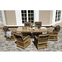  "Цесена" обеденная группа плетеная из искусственного ротанга, цвет соломенный, фото 1 