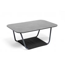  "Гранада" журнальный стол 90х60см из HPL, цвет "серый гранит", каркас темно-серый (RAL7024) муар, роуп темно-серый круглый, фото 1 