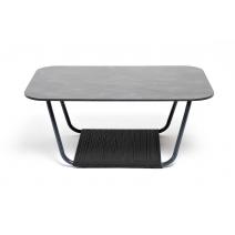  "Гранада" журнальный стол 90х60см из HPL, цвет "серый гранит", каркас темно-серый (RAL7024) муар, роуп темно-серый круглый, фото 2 