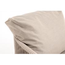  "Верона" кресло плетеное из роупа, каркас алюминий белый муар, роуп бежевый круглый, ткань бежевая 15052 высота посадки 43,5 см, фото 4 