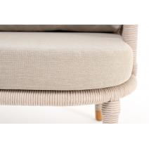  "Верона" кресло плетеное из роупа, каркас алюминий белый муар, роуп бежевый круглый, ткань бежевая 15052 высота посадки 43,5 см, фото 7 