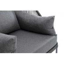  "Мадрид" кресло плетеное из роупа, каркас алюминий темно-серый (RAL7024) муар, роуп темно-серый круглый, ткань темно-серая 027, фото 4 