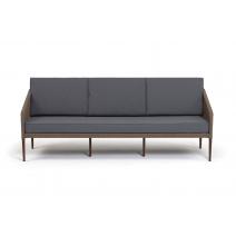  "Канны" диван 3-местный плетеный из роупа, каркас алюминий темно-серый (RAL7024) шагрень, роуп темно-серый круглый, ткань темно-серая 019, фото 2 