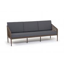  "Канны" диван 3-местный плетеный из роупа, каркас алюминий темно-серый (RAL7024) шагрень, роуп темно-серый круглый, ткань темно-серая 019, фото 3 